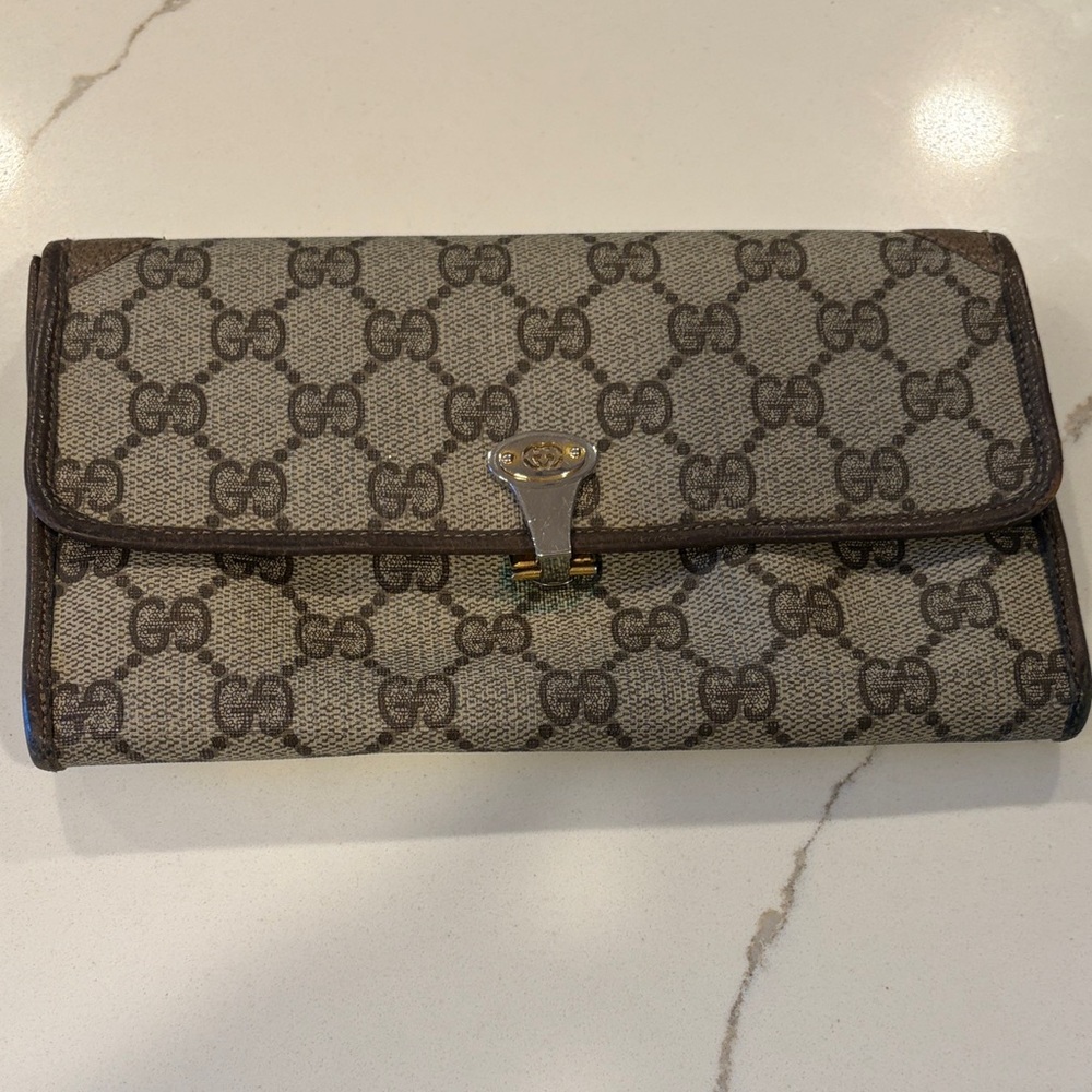 Gucci Beige and Brown Monogram wallet